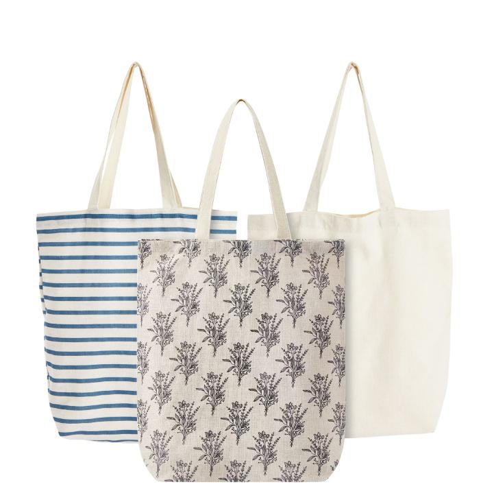 

Набор из 3 многоразовых холщовых сумок-тоут для продуктовых покупок (3 дизайна, маленький, 15x16,5 дюймов)