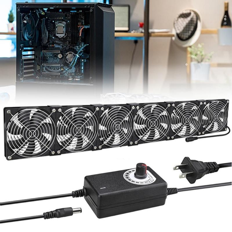 120mm Computer Fan with AC Plug Big Airflow Fans with 100V 240V Speed Controller for Server Cooling Cabinet Ventilation