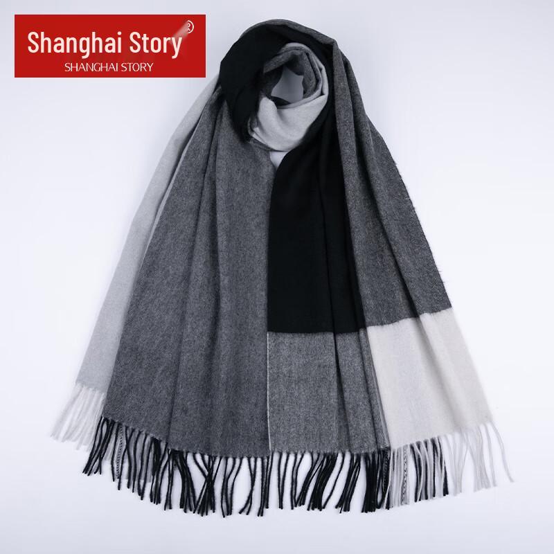 Shanghai Story 100% Cashmere Plaid Scarf Shawl for Women