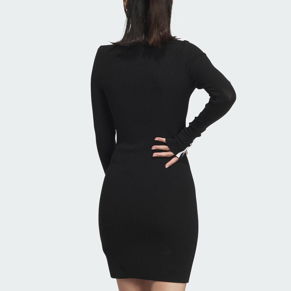 Adidas Originals Premium Knit High Collar Long Sleeve Sport Dress Women Dress Black JI7056