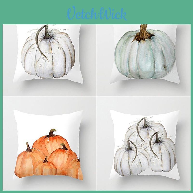 Copricuscino Lussuoso con Zucca Acquerellata per Decorazioni di Halloween e Ringraziamento