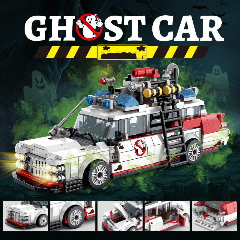 Blocuri de construcție tehnice creative Vehicul Ghostbusters ECTO-1 Model Mașină de curse Asamblare Cărămizi Jucării pentru copii Cadouri pentru adulți