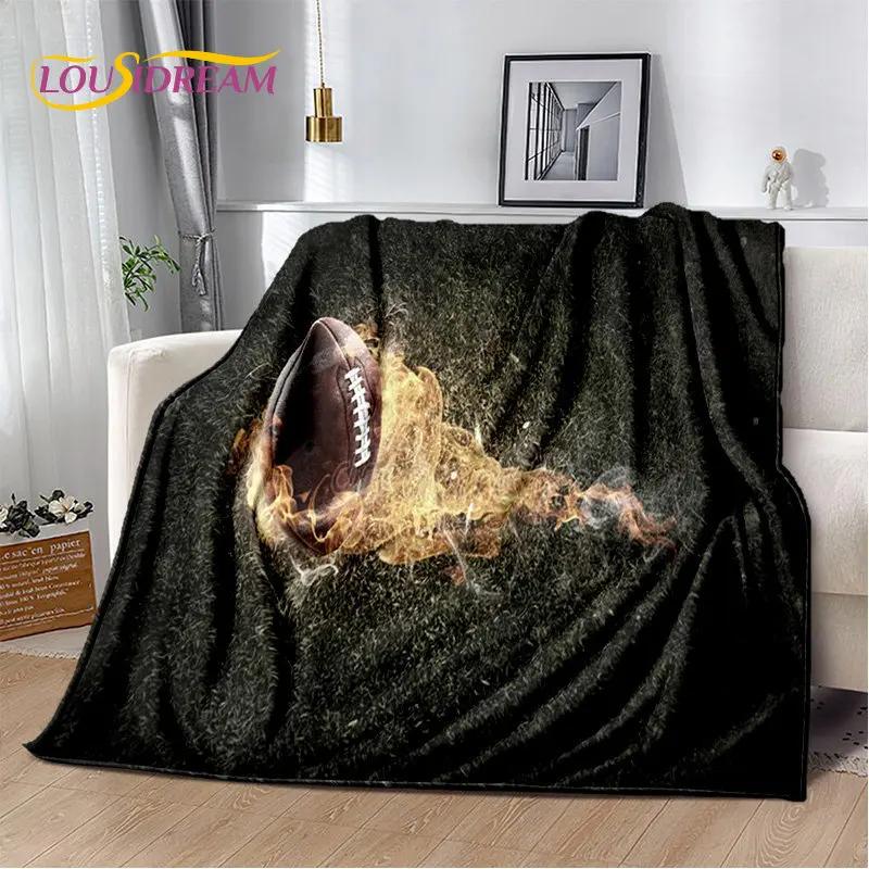American Football Rugby Soft Plush Blanket,Flannel Blanket Throw Blanket for Living Room Bedroom Bed Sofa Picnic Cover Kids Warm