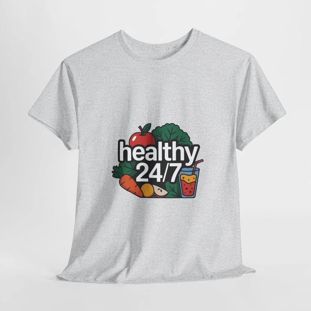 Healthy 24/7 Unisex Cotton Tee - Perfect for Fitness Lovers, Wellness Enthusiast