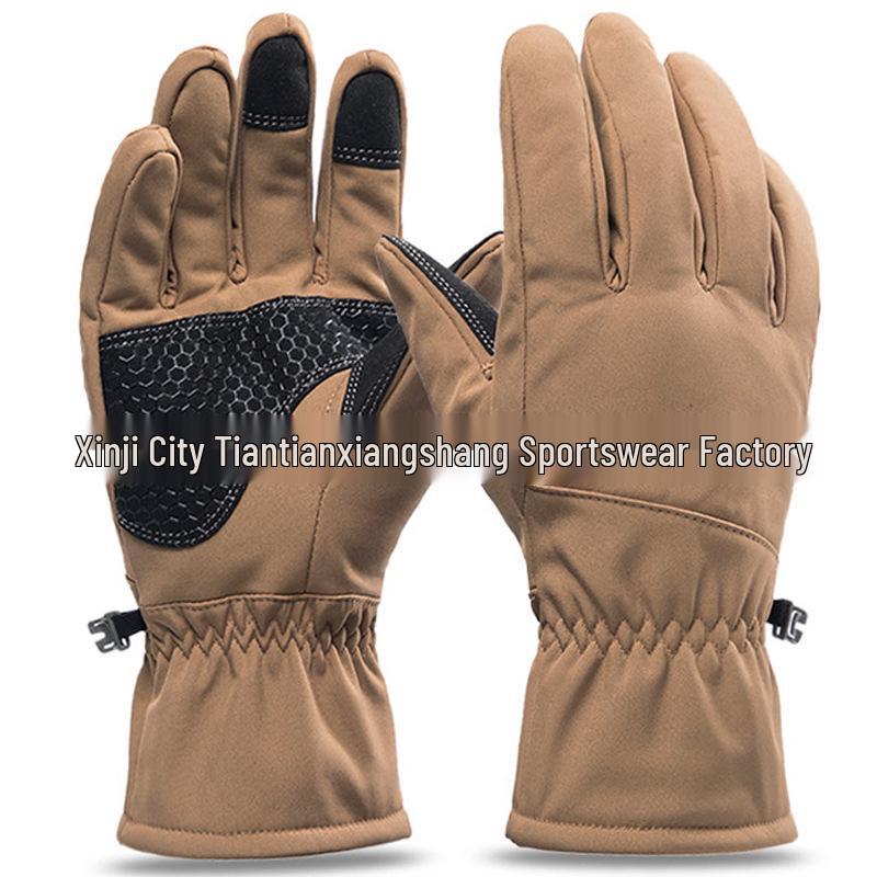 Winter Waterproof Plush Soft Shell Tactical Gloves for Mountaineering, Skiing, and Cycling