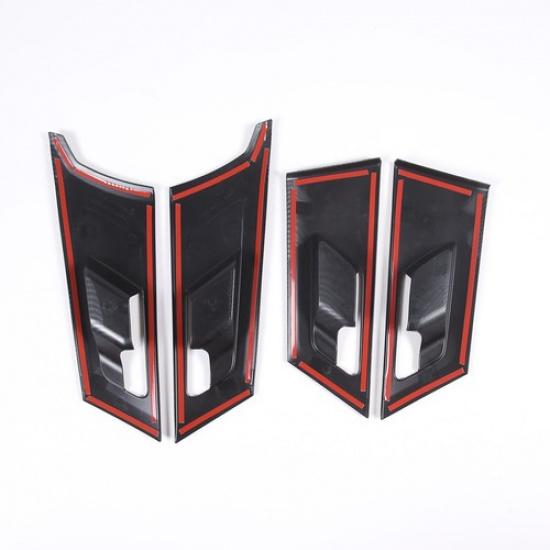 Carbon Fiber Interior Door Handle Bowl Cover Trim For Mitsubishi Outlander