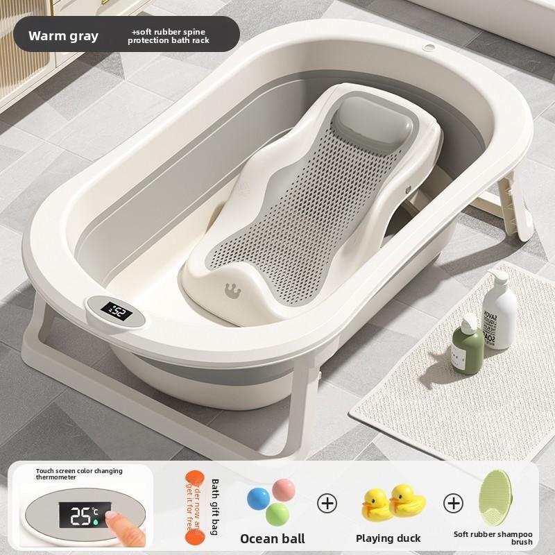 Banheira Portátil Dobrável para Bebê Banheira Dobrável para Bebês Recém-Nascidos Crianças Pequenas Grande Antiderrapante Assento de Banho Economizador de Espaço para Casa Viagem