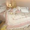 COMOLIVING Ballet Dream Ruffled Quilt & Bedding Set