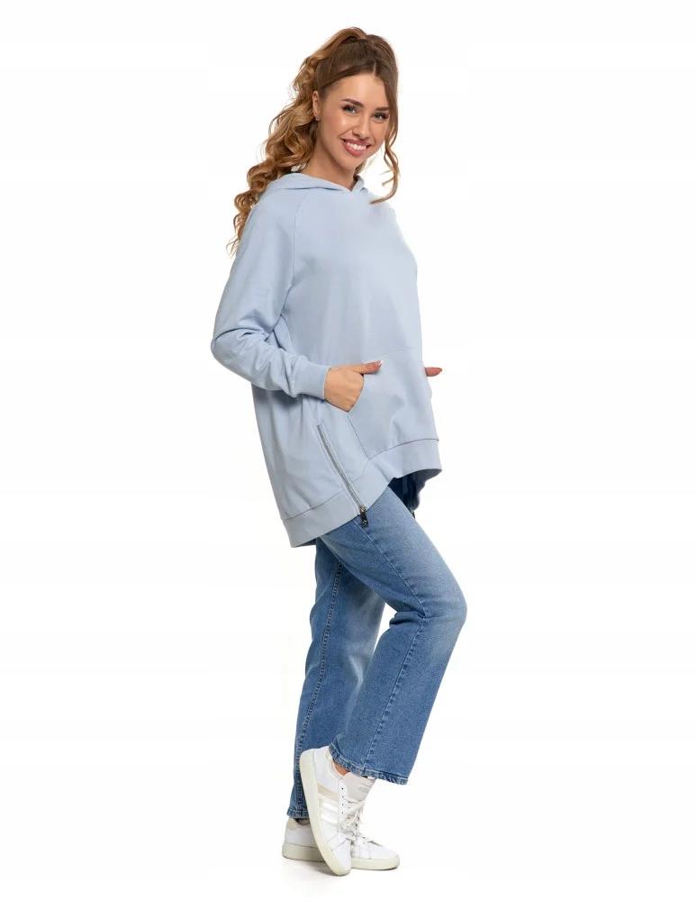 Women's Sweatshirt with Hood Cotton Fashionable Oversize Soft MORAJ S BLUE