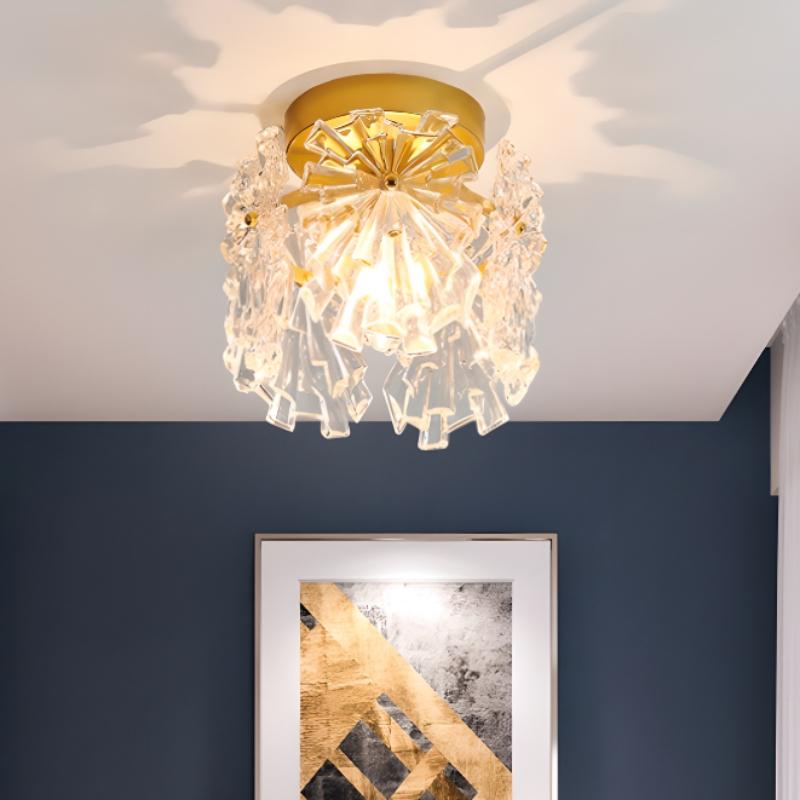Snowflake Shape Glass Ceiling Lamp Nordic Living Room Bedroom Corridor Light Copper Home Decor Modern Luxury LED Ceiling Lights