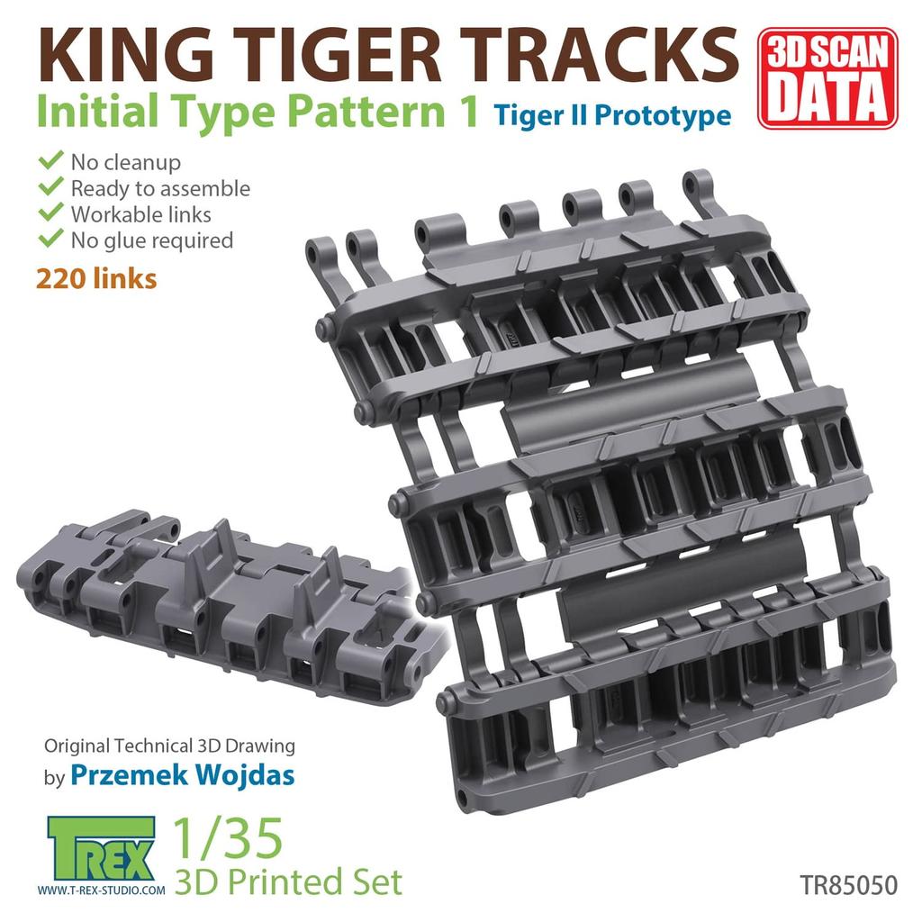 Studio World War II German Army King Tiger Track Early Type Pattern 1 Plastic Model Parts TR85050 Molding Color T-Rex 1/35
