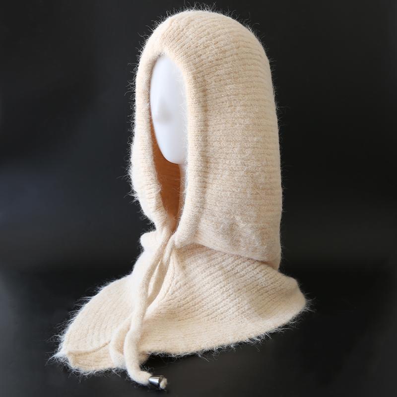 

Зимова балаклава-шарф для жінок, в язана шапка з капюшоном, тепла для вулиці, slouchy, тепла шапка для катання на лижах, для захисту вух на вулиці, шапки-біні бежевий