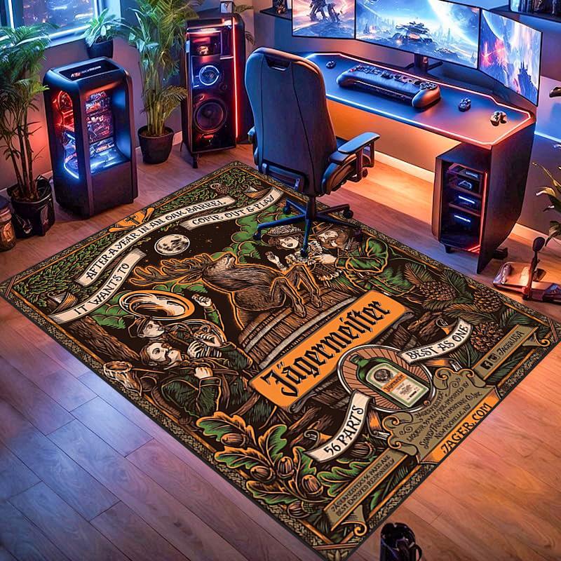 Jägermeister: Tappeto Audace Vivace Arredamento Casa Adatto a Tutte le Stagioni Cuscino per Sedia da Ufficio Arte Decorazione Stanza del Dormitorio