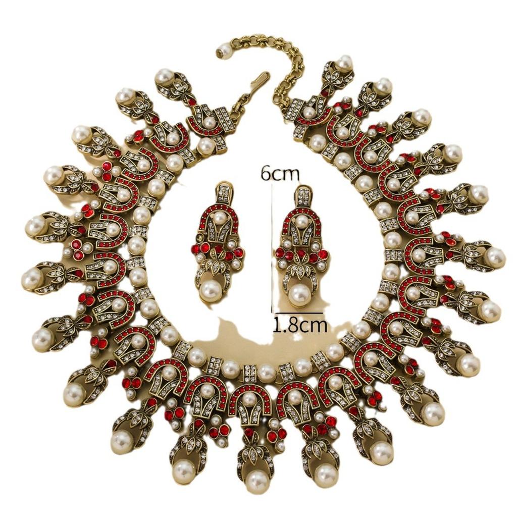 Pearl Tassel Earrings Vintage Antique Set, Earrings Necklace