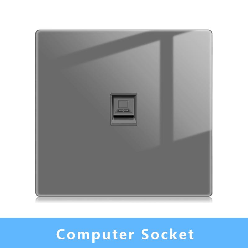 Nástěnný vypínačový panel LED indikátor UK EU FR Univerzální USB Elektrická zásuvka Klavírní klávesy Samoresetovací nástěnné vypínače TV Počítač