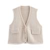 Zbzr Autumn New Women Clothes Western Style Fashion V-neck Knitted Wool Loose Cardigan Vest Vest Waistcoat