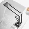 New Design Matte Black Single Hole Single Handle Hot and Cold Waterfall Deck Mounted Bathroom Skeleton Basin Faucet
