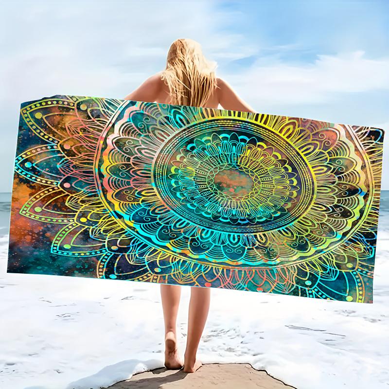 

Microfiber Beach Towel Exquisite Prints Thin Quick Dry Absorbent Oversized Towel for Beach Swimming Camping Yoga Bath Sports W40*H60(CM)