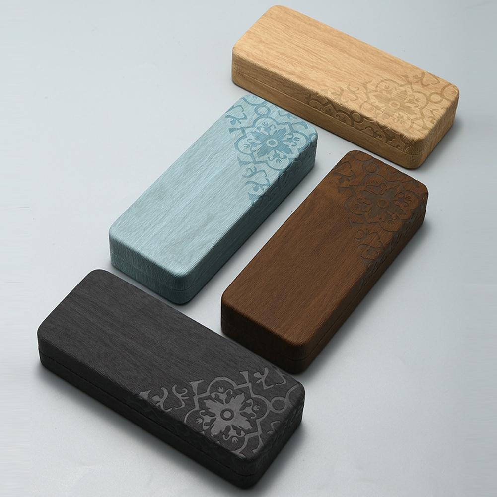 Vintage Floral Print Glasses Case Simple Rectangular Glasses Storage Box Scratch-Resistant Leather Lined Glasses Organizer