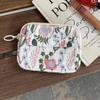 Simple Cute Embroidery Storage Bag Flower Korean Style Earphone Bag Cotton Linen Zipper Pouch Small Cosmetic Bag Student