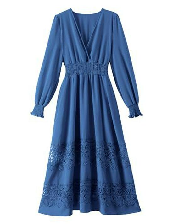 Elegant French Fashion V-Neck Lace Dress: Sexy, Waist-Cinching, Slim-Fit, Ruffled Long Skirt