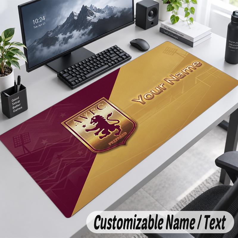 Custom Name Text Mouse Pad Aston Villa Personalized Desk Pad For Work And Gaming