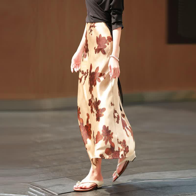 Lansere 2026 Summer Begonia Print High-Waist Fishtail Skirt