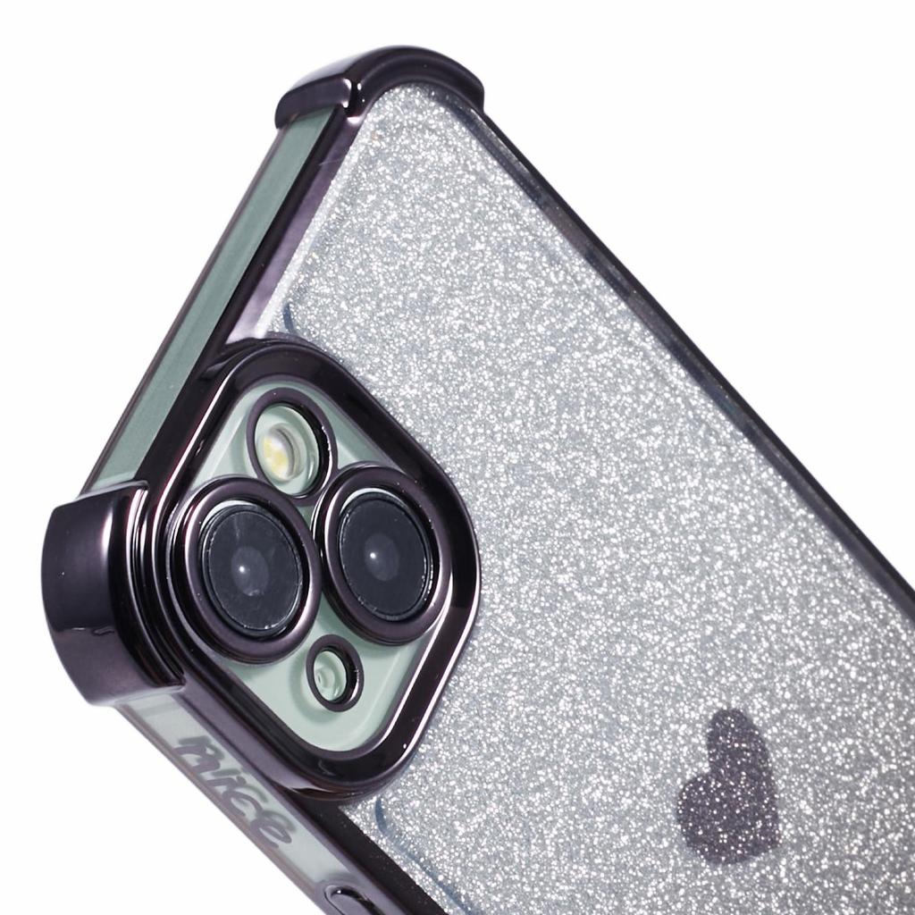 For iPhone 15 Plus Case Heart Pattern Glitter Anti-Drop TPU Phone Cover