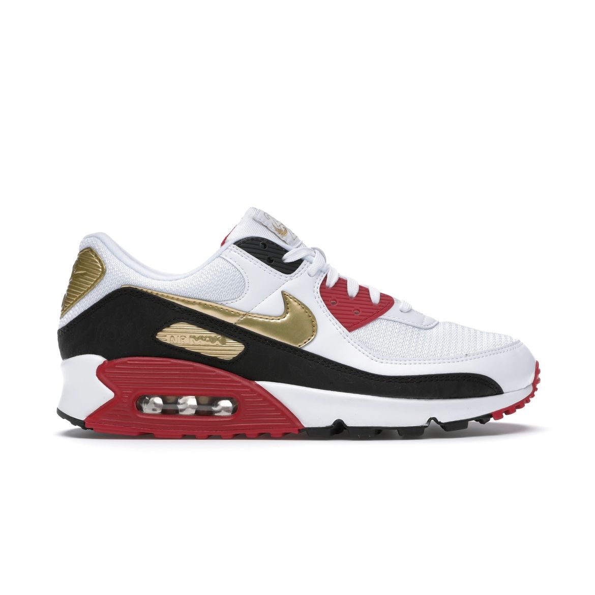 

Nike Air Max 90 Китайские новогодние мужские кроссовки золотисто-белые благородно-красные CU3005-171