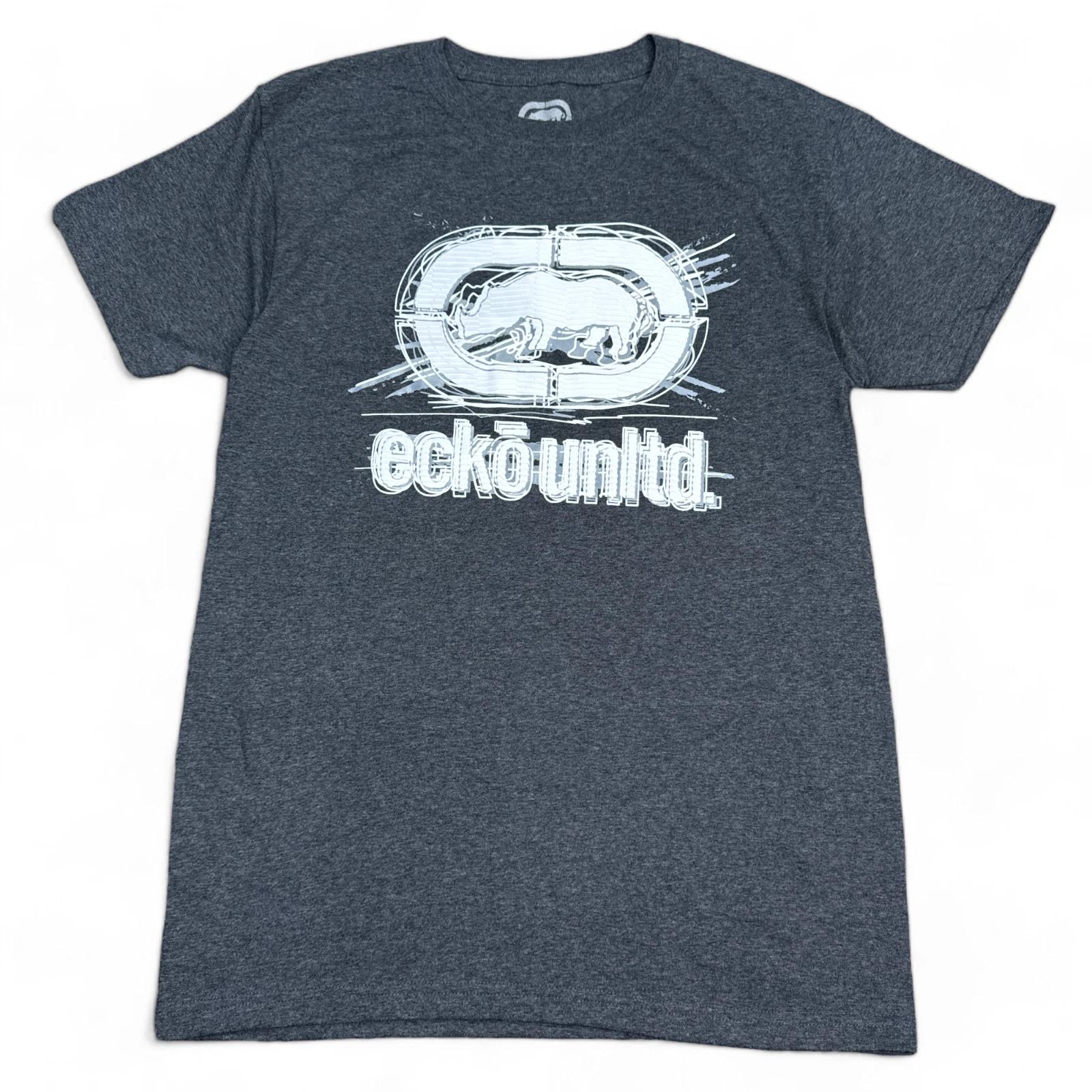 Vintage Y2K Ecko Unltd T Shirt Adult Size Small Gray Big Print Logo Crew Neck M