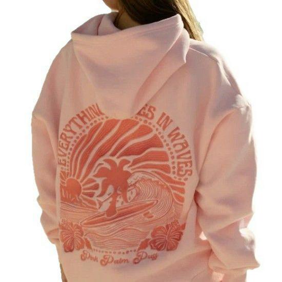 Women's "Everything Comes In Waves" Velvet Hoodie Sweatshirt
