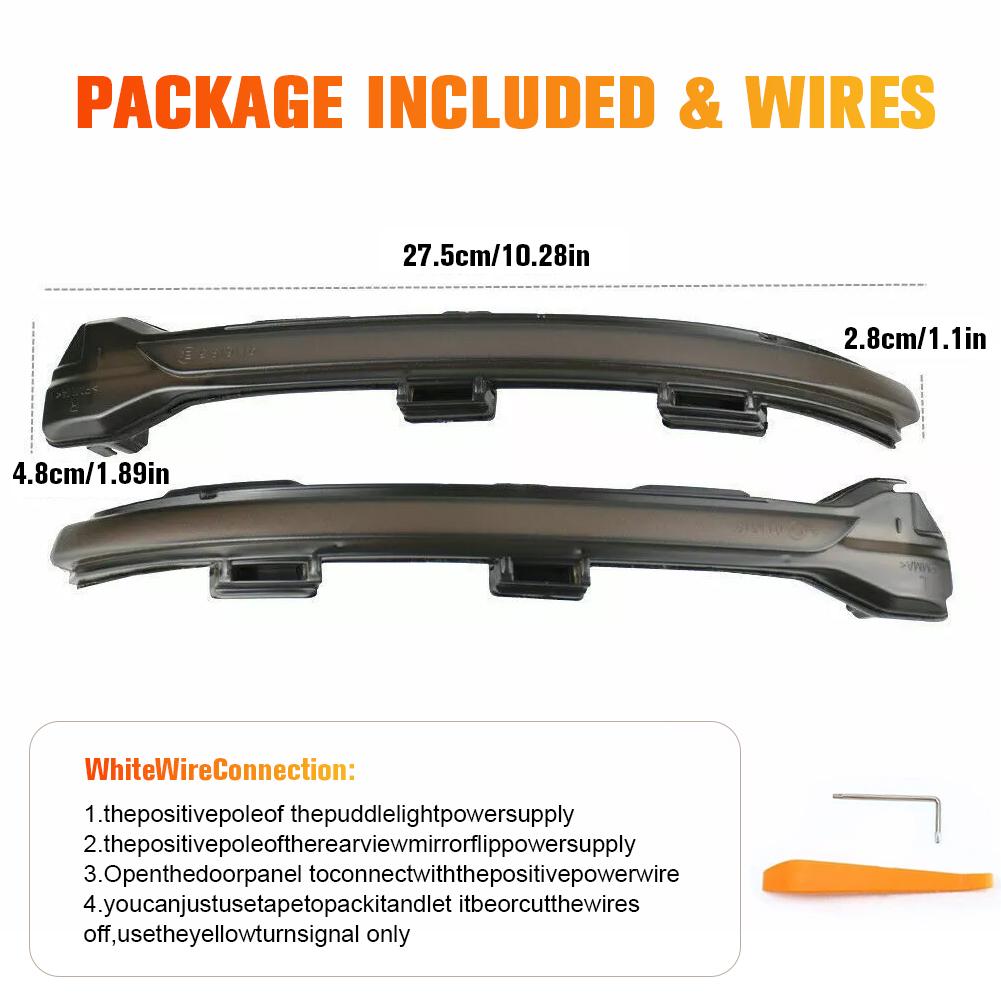 2 Pcs Dynamic LED Turn Signal Light Mirror Indicator Light for VW Golf 7 2012-2018