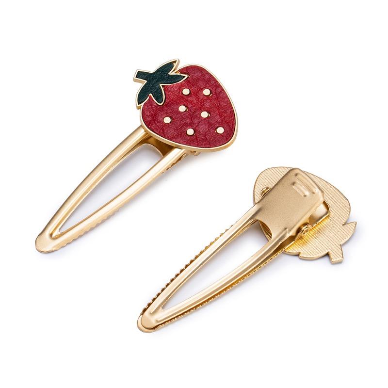 

New handmade fruit small hairpin jewelry first layer cowhide cute headgear hair accessories clip light luxury four-leaf clover