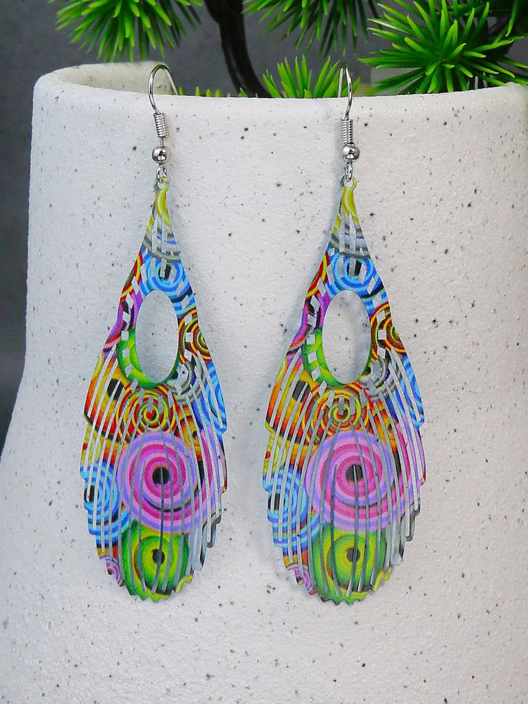 Ethnic Style Colorful Droplet Earrings Women's Cool Personality Exaggerate Style Droplet Pendant Earrings Versatile