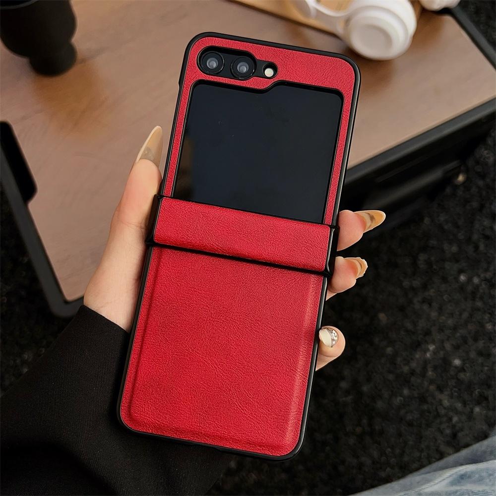 For Samsung Galaxy Z Flip 7 6 5 4 3 5G Case Luxury Leather Hinge All-inclusive Folding Shockproof Protective Hard Back Cover