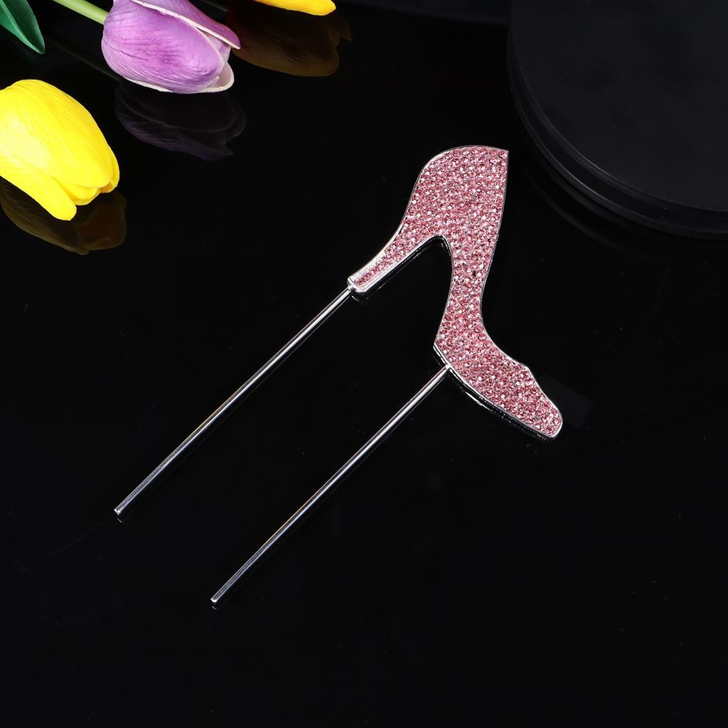 1Pcs High Heel Cake Topper Rose Gold Glitter Alloy Rhinestone Party Decoration Birthday Wedding Cake Pick Cupcake Food Supplies