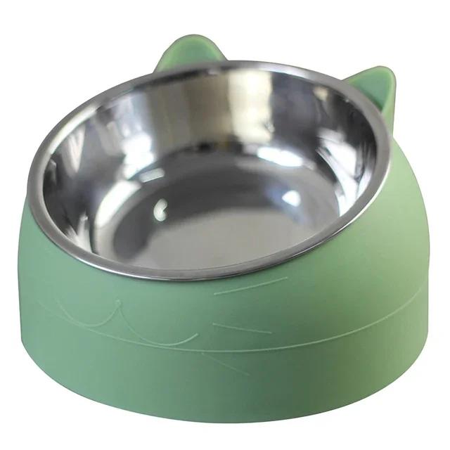 

Premium Inclined Cat Food Bowls-Stainless Steel Non-slip Crash-proof Lovely Pet Water & Food Feeder for Kittens Puppies Supplies 200ml