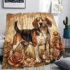 1PC Retro Pet Puppy Print Flannel Blanket, High quality All Seasons, Home Decor, Warmth and Comfort, Perfect for Christmas Gifts