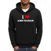 I Love Amsterdam Letter Printing Men Hoodies Pocket Loose Soft Streetwear Vintage All-Match Hoodie Autumn Fleece Man Hoody