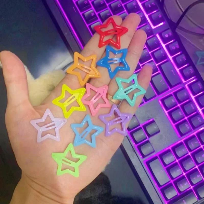 10pz Fermacapelli a Stella Colorati Luminescenti, Mollette BB a Scatto, Barrettine Luminose, Pinze per Capelli Bambina, Accessori per Acconciature Bambini
