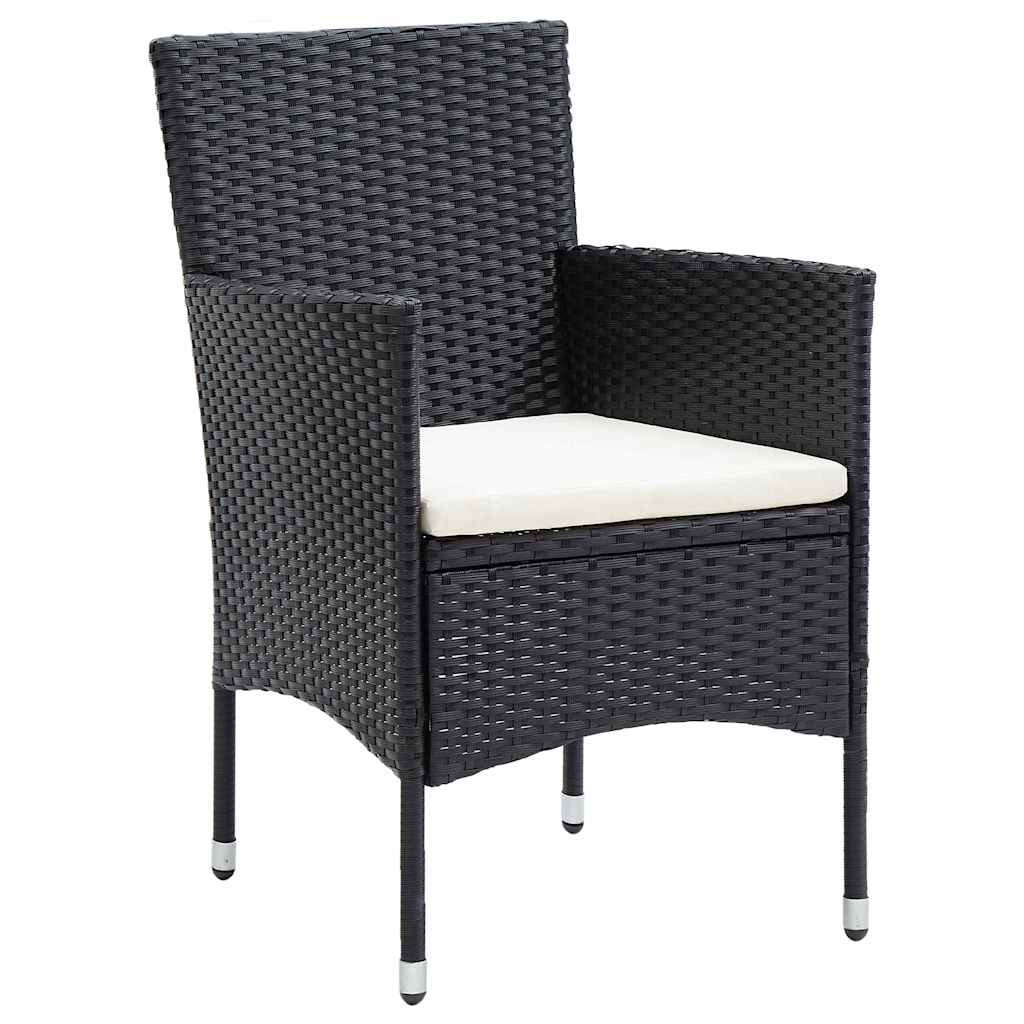 Garden Dining Set with Cushions 9 pcs Black Poly Rattan