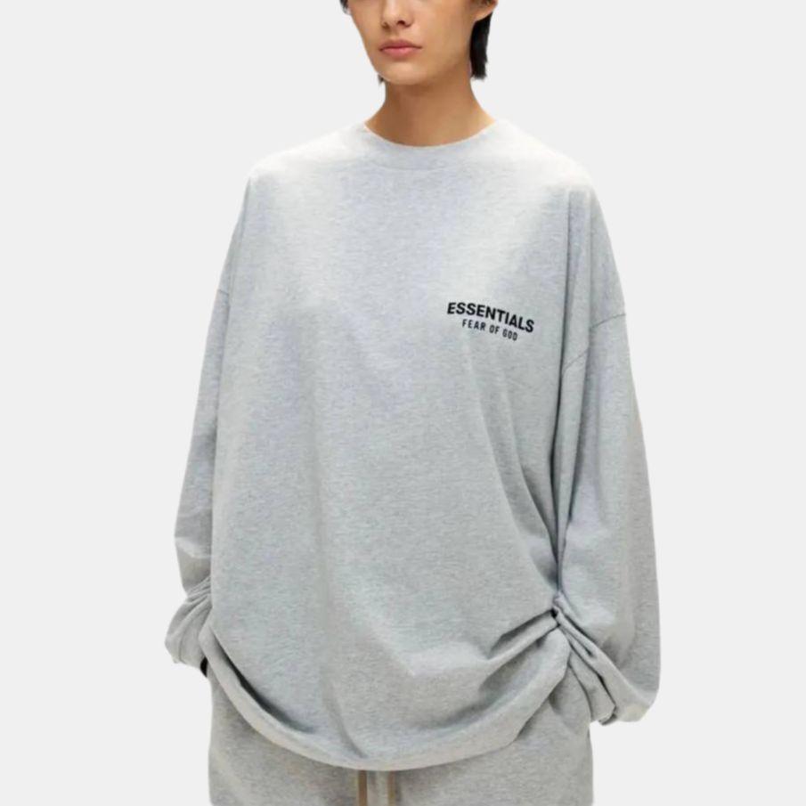 Fear of God Essentials Jersey Long-Sleeve Shirt Light Heather Grey Men Tops 125HO244378F
