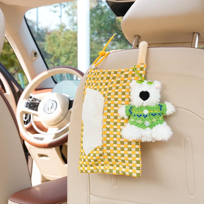 Cartoon Car Tissue Box Creative Internet Red Car Hanging Paper Towel Box Cute Dog Car Tissue Bag Woman