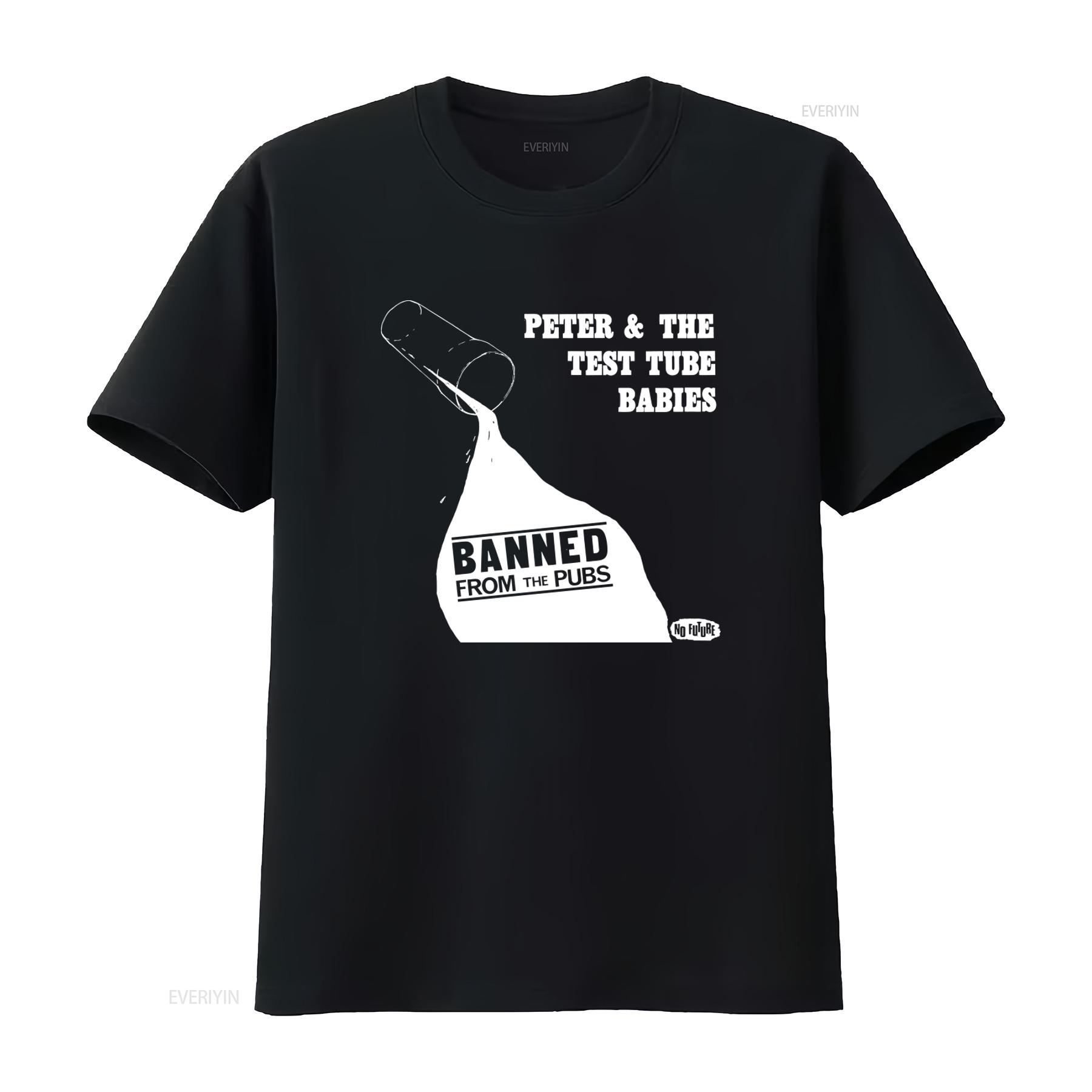 

Peter And The Test Tube Babies Banned From Pubs Black T Shirt for Band Fan vintage Washed Soft homme Comfortable Versatile 4XL