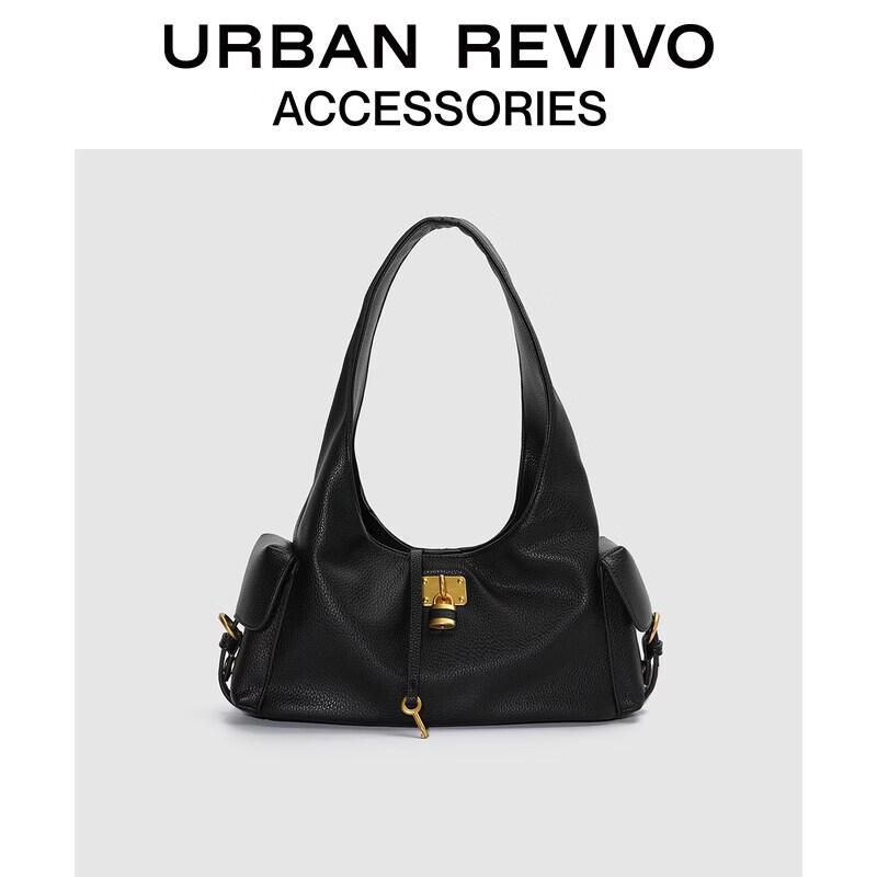 URBAN REVIVO Faux Leather Creative Lock Shoulder Bag One Size