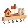 Nordic Style Solid Wood Key Hook Rack Punch Free Wall Mount Holds Keys Coats Towels for Bedroom Entryway Decor