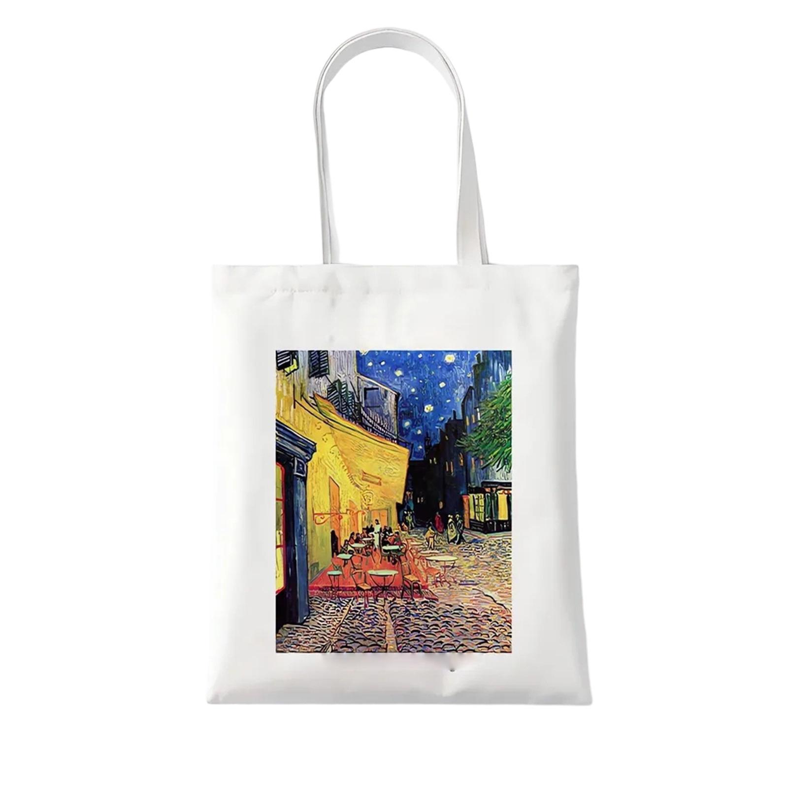 

Холщовая сумка с принтом масляной живописи, сумка через плечо, сумка для покупок, сумка-тоут One Size