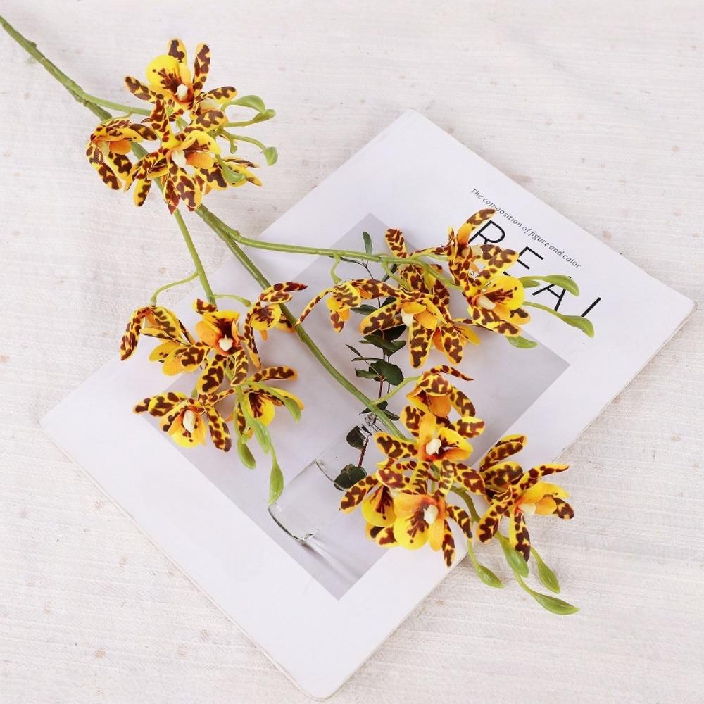 

Handmade Artificial Vanda Orchid Flower Faux Mini Phalaenopsis Wedding Party Favors темно-желтого