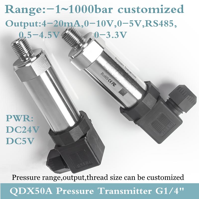 G1/4" Thread 4-20mA RS485 0.5-4.5V Water Oil Gas Pressure Sensor 0.1bar 10bar 145psi 24V 1Mpa 1 Bar 20 Bar 50 Bar 100bar 150bar