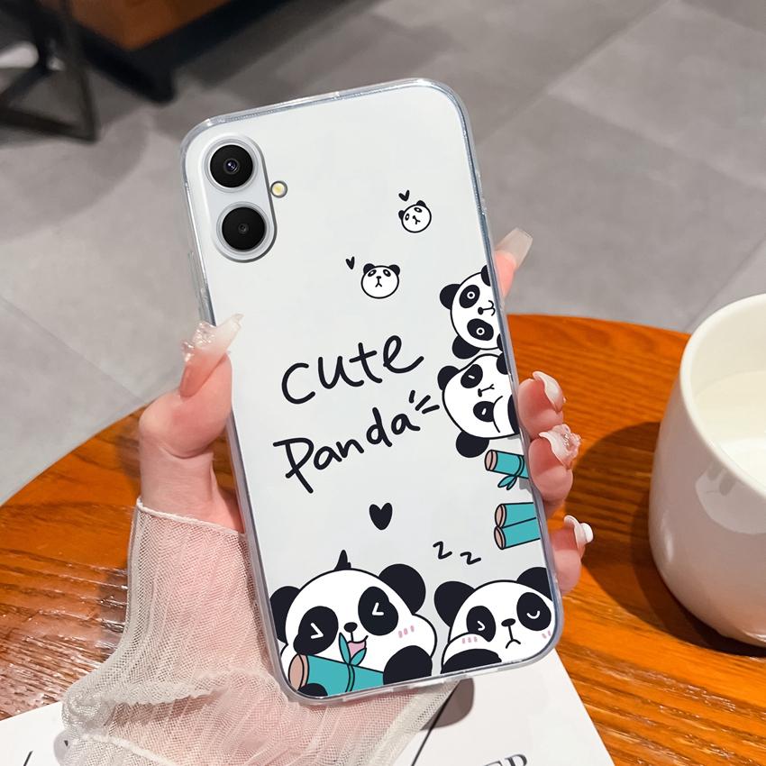 For Samsung A07 A71 A53 A54 M36 F36 F56 A17 A37 Shockproof Transparent TPU Phone Case Cute Panda Pattern Fashion Shell For Samsung Silicone Back Cover